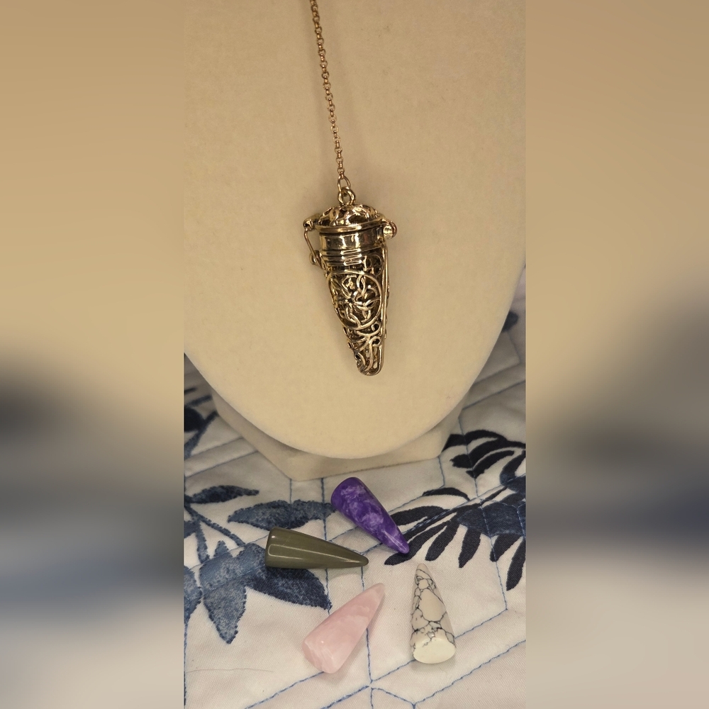 Interchangeable Crystal Pendulum Pendant Necklace… - image 2